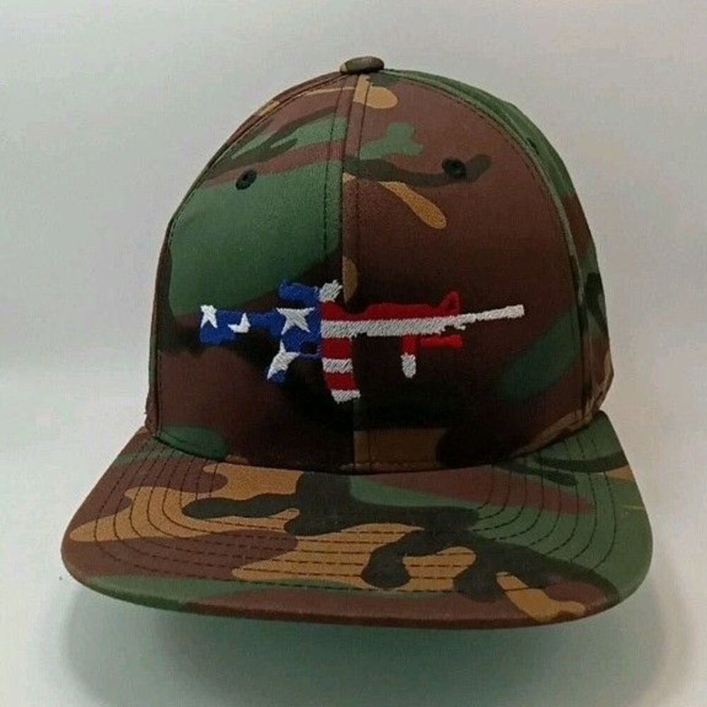 Gun Firearm AR Pistol Hat cap snapback AR-15 2nd amendment USA Camo Embroidered